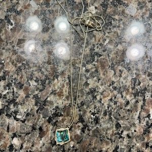 Kendra Scott Gold Teal Tigers Eye Necklace